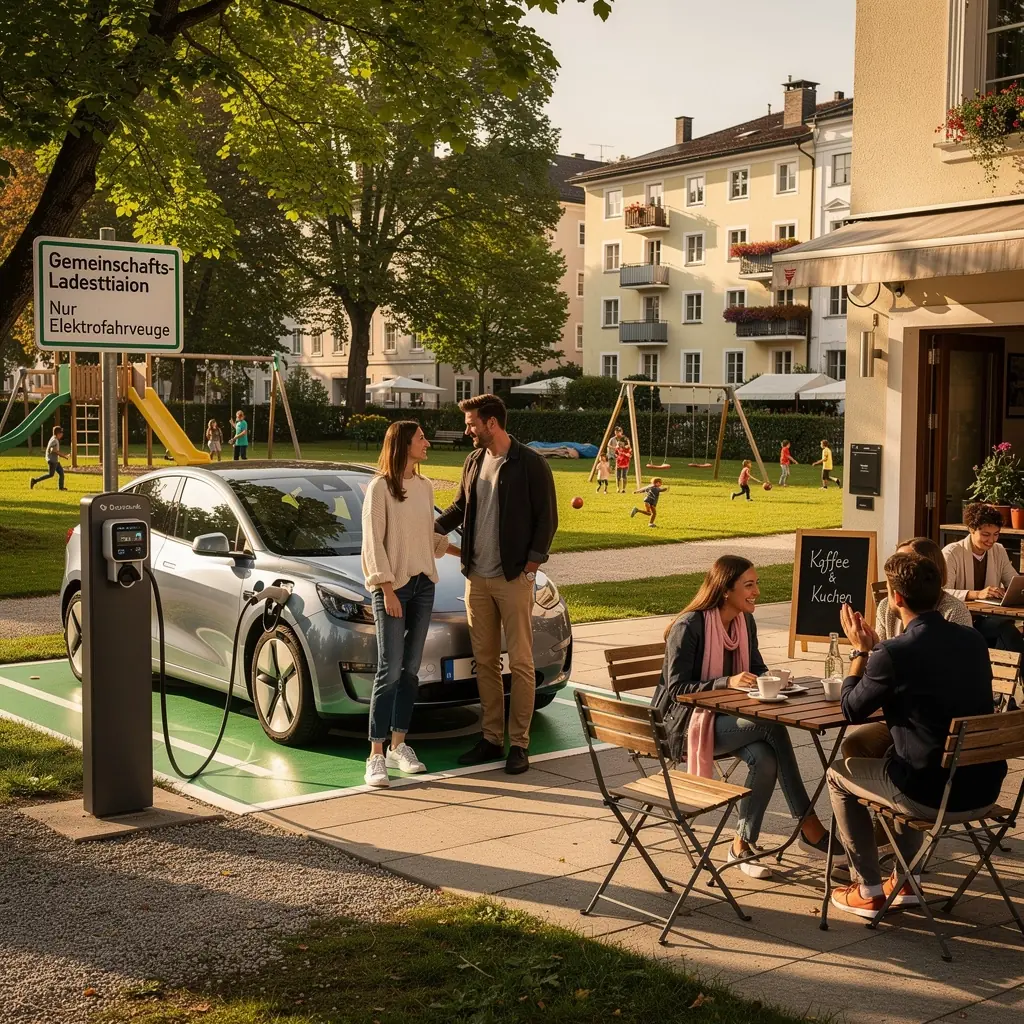 Ein Stadtplan zeigt die Standorte von Ladestationen für Elektroautos in der Gemeinde
