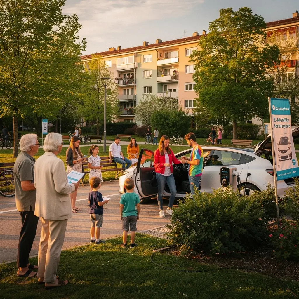 Eine moderne Ladestation, die an einem WohngebГ¤ude installiert ist, um den Bewohnern den Zugang zu erleichtern.