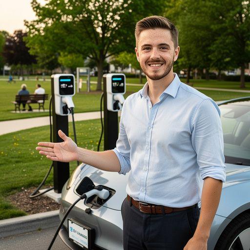 Eine Bürgerinitiative, die für die Installation von Ladesäulen in Wohngebieten wirbt.